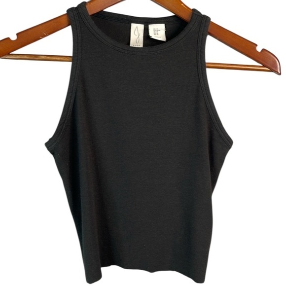 JOIE Ribbed Tank Top Black Raw Hem Crewneck Pima Cotton Modal Stretch Size M - Picture 2 of 9